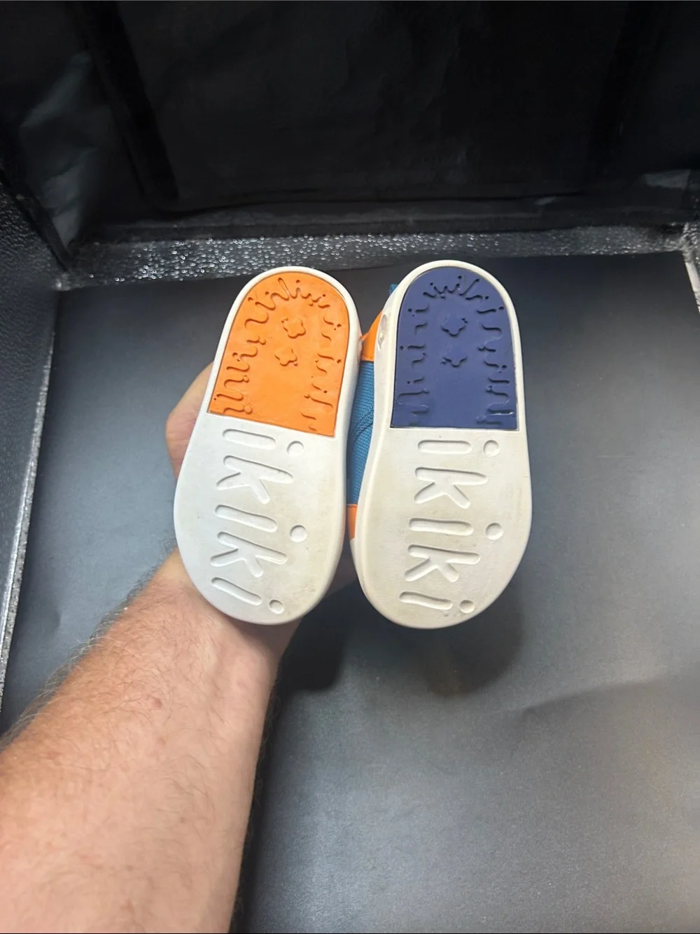 Blue & Orange Fox-Detail Baby Walker Shoes